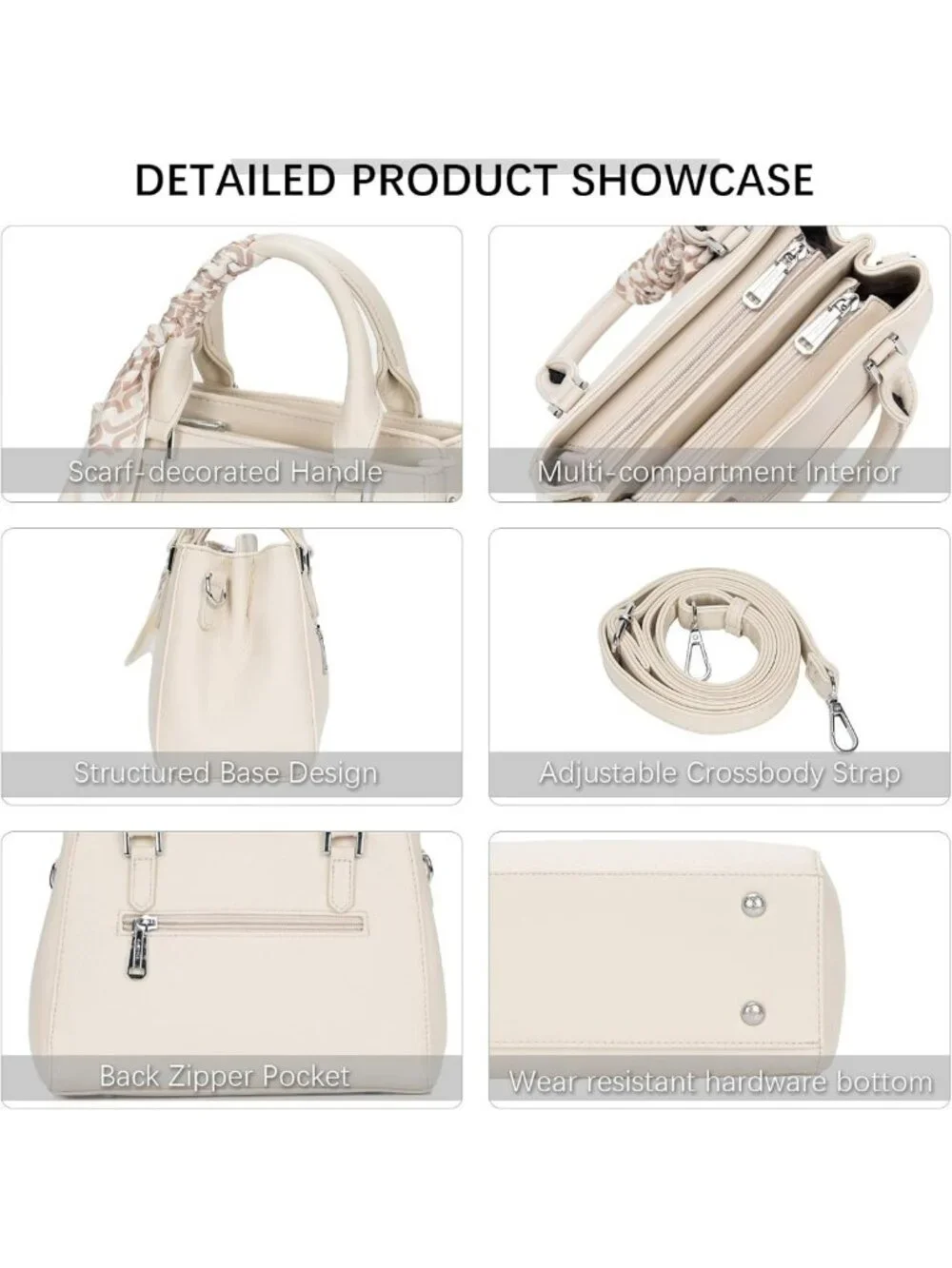 Chic Small Top-Handle Bag for Women, Vegan Leather Satchel with Detachable
